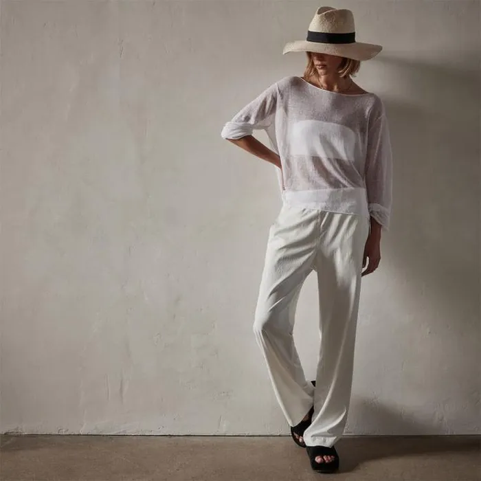 Novelty Tops Women James Perse Soleil Linen Shell Top White