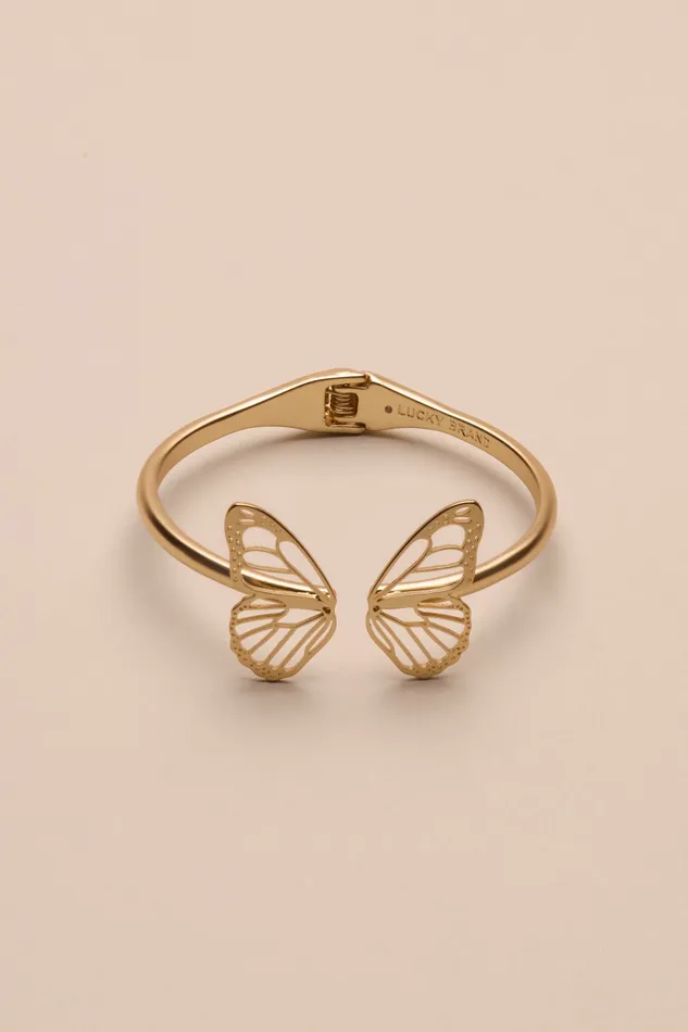 Open Butterfly Cuff Bracelet Gold Women Lucky Brand Jewelry