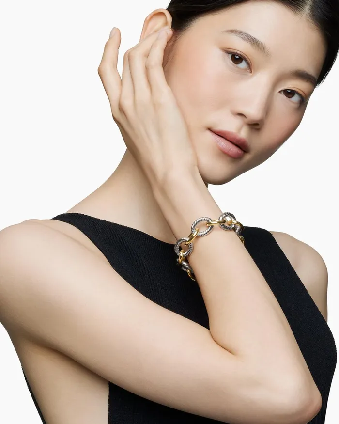 Oval Link Chain Bracelet In Sterling Silver With 18K Yellow Gold 17mm Women David Yurman Chain Oval Link Chain Bracelet In Sterling Silver With 18K Yellow Gold 17mm Women David Yurman Chain