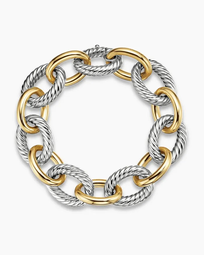Oval Link Chain Bracelet In Sterling Silver With 18K Yellow Gold 17mm Women David Yurman Chain Oval Link Chain Bracelet In Sterling Silver With 18K Yellow Gold 17mm Women David Yurman Chain