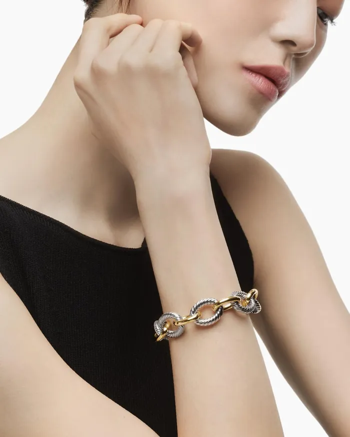 Oval Link Chain Bracelet In Sterling Silver With 18K Yellow Gold 17mm Women David Yurman Chain Oval Link Chain Bracelet In Sterling Silver With 18K Yellow Gold 17mm Women David Yurman Chain