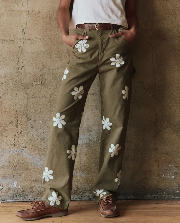 Pants Women The Great The Carpenter Pant With Daisy Stamp Army