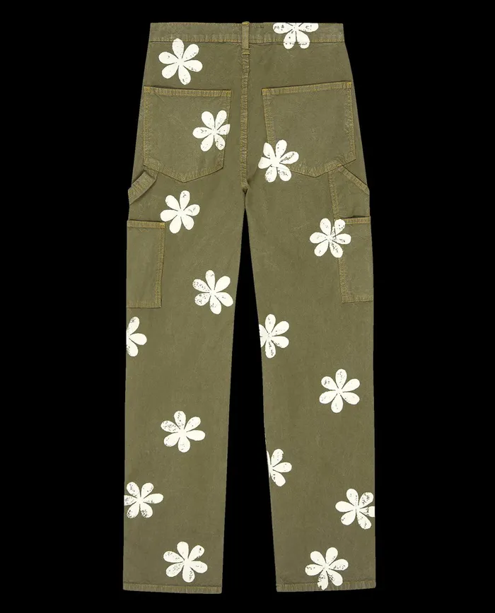Pants Women The Great The Carpenter Pant With Daisy Stamp Army