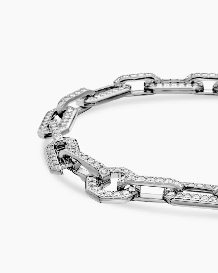 Pav Chain Bracelet In 18K White Gold 7mm Women David Yurman Chain Pav Chain Bracelet In 18K White Gold 7mm Women David Yurman Chain