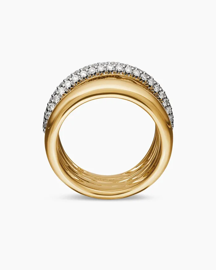 Pav Crossover Five Row Ring In 18K Yellow Gold 177mm Women David Yurman Statement Pav Crossover Five Row Ring In 18K Yellow Gold 177mm Women David Yurman Statement