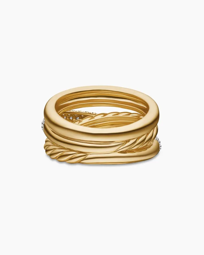 Pav Crossover Five Row Ring In 18K Yellow Gold 177mm Women David Yurman Statement Pav Crossover Five Row Ring In 18K Yellow Gold 177mm Women David Yurman Statement