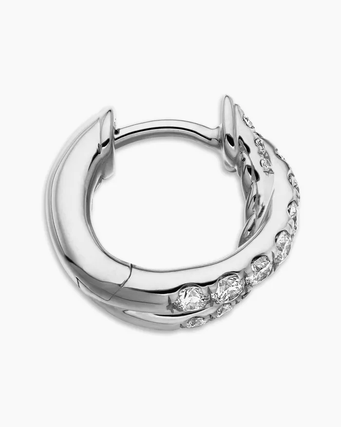 Pav Crossover Hoop Earrings In 18K White Gold With Diamonds 12mm Women David Yurman Hoop Pav Crossover Hoop Earrings In 18K White Gold With Diamonds 12mm Women David Yurman Hoop