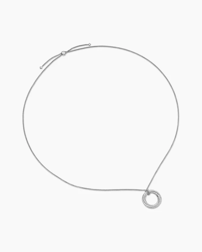 Pav Crossover Pendant Necklace In 18K White Gold With Diamonds 30mm Women David Yurman Pendant Pav Crossover Pendant Necklace In 18K White Gold With Diamonds 30mm Women David Yurman Pendant