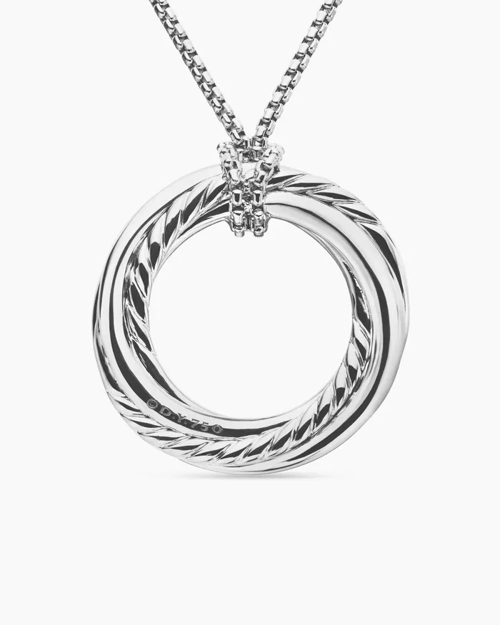 Pav Crossover Pendant Necklace In 18K White Gold With Diamonds 30mm Women David Yurman Pendant Pav Crossover Pendant Necklace In 18K White Gold With Diamonds 30mm Women David Yurman Pendant
