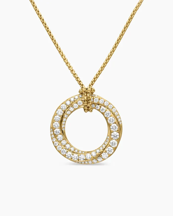 Pav Crossover Pendant Necklace In 18K Yellow Gold With Diamonds 21mm Women David Yurman Pendant Pav Crossover Pendant Necklace In 18K Yellow Gold With Diamonds 21mm Women David Yurman Pendant