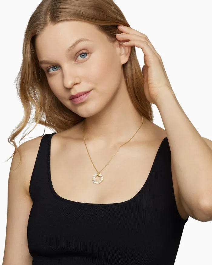 Pav Crossover Pendant Necklace In 18K Yellow Gold With Diamonds 21mm Women David Yurman Pendant Pav Crossover Pendant Necklace In 18K Yellow Gold With Diamonds 21mm Women David Yurman Pendant