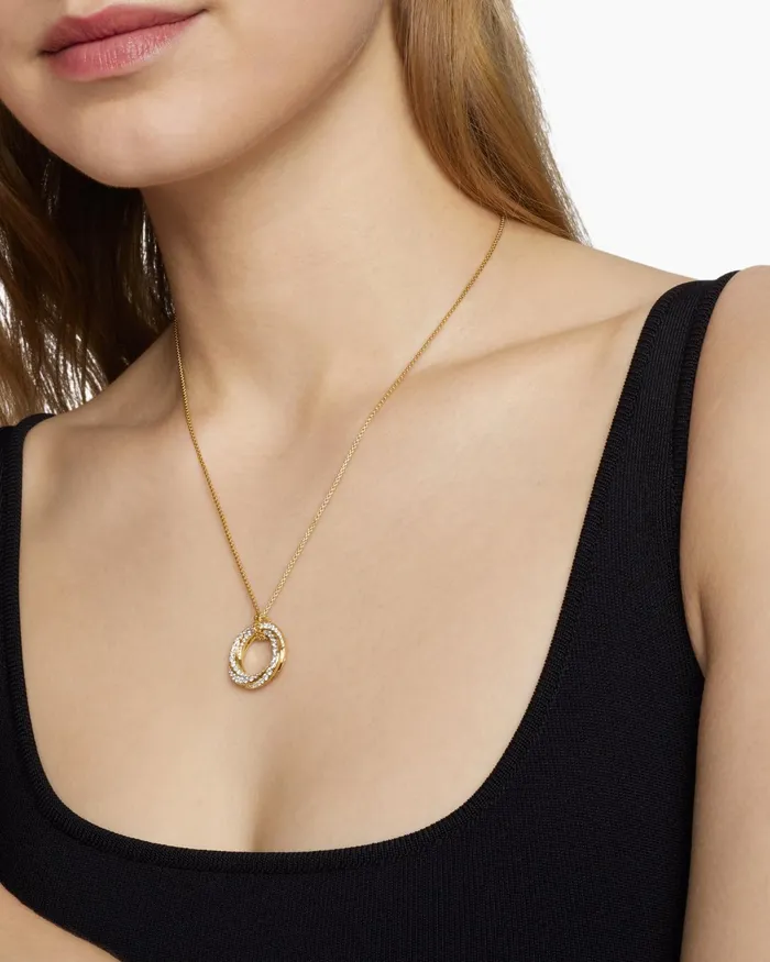 Pav Crossover Pendant Necklace In 18K Yellow Gold With Diamonds 21mm Women David Yurman Pendant Pav Crossover Pendant Necklace In 18K Yellow Gold With Diamonds 21mm Women David Yurman Pendant