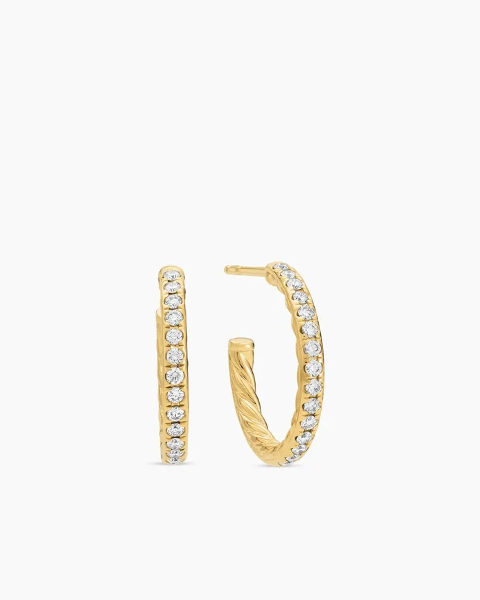 Pav Hoop Earrings In 18K Yellow Gold With Diamonds 19mm Women David Yurman Hoop Pav Hoop Earrings In 18K Yellow Gold With Diamonds 19mm Women David Yurman Hoop