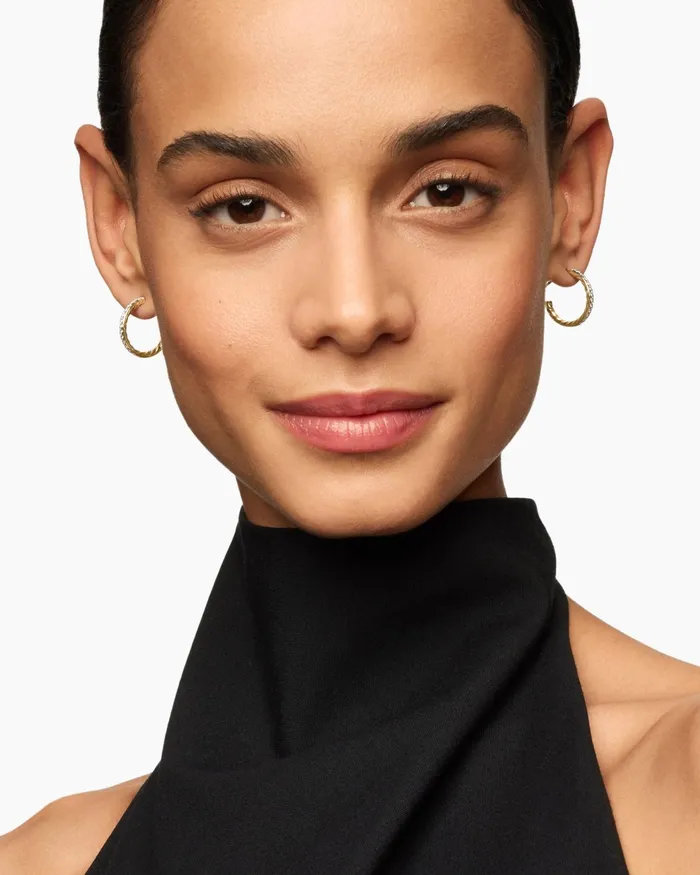 Pav Hoop Earrings In 18K Yellow Gold With Diamonds 19mm Women David Yurman Hoop Pav Hoop Earrings In 18K Yellow Gold With Diamonds 19mm Women David Yurman Hoop