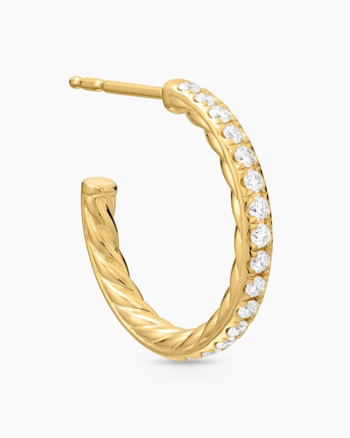 Pav Hoop Earrings In 18K Yellow Gold With Diamonds 19mm Women David Yurman Hoop Pav Hoop Earrings In 18K Yellow Gold With Diamonds 19mm Women David Yurman Hoop