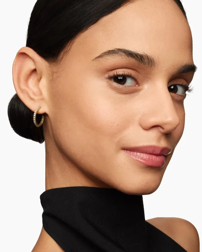 Pav Hoop Earrings In 18K Yellow Gold With Diamonds 19mm Women David Yurman Hoop Pav Hoop Earrings In 18K Yellow Gold With Diamonds 19mm Women David Yurman Hoop