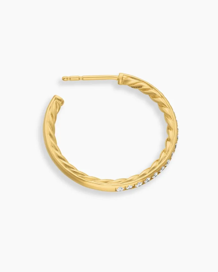 Pav Hoop Earrings In 18K Yellow Gold With Diamonds 254mm Women David Yurman Hoop Pav Hoop Earrings In 18K Yellow Gold With Diamonds 254mm Women David Yurman Hoop
