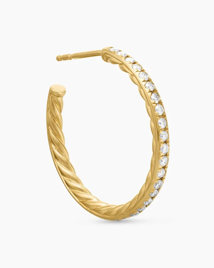 Pav Hoop Earrings In 18K Yellow Gold With Diamonds 254mm Women David Yurman Hoop Pav Hoop Earrings In 18K Yellow Gold With Diamonds 254mm Women David Yurman Hoop