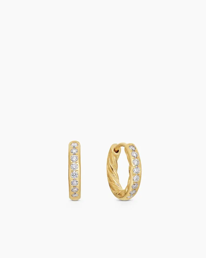 Pav Huggie Hoop Earrings In 18K Yellow Gold With Diamonds 13mm Women David Yurman Hoop Pav Huggie Hoop Earrings In 18K Yellow Gold With Diamonds 13mm Women David Yurman Hoop
