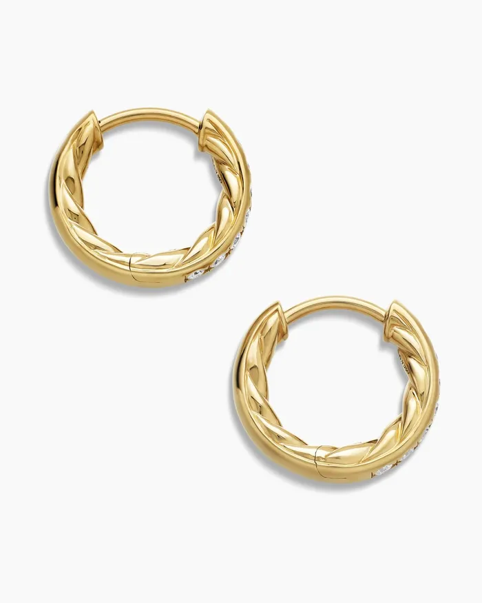 Pav Huggie Hoop Earrings In 18K Yellow Gold With Diamonds 13mm Women David Yurman Hoop Pav Huggie Hoop Earrings In 18K Yellow Gold With Diamonds 13mm Women David Yurman Hoop