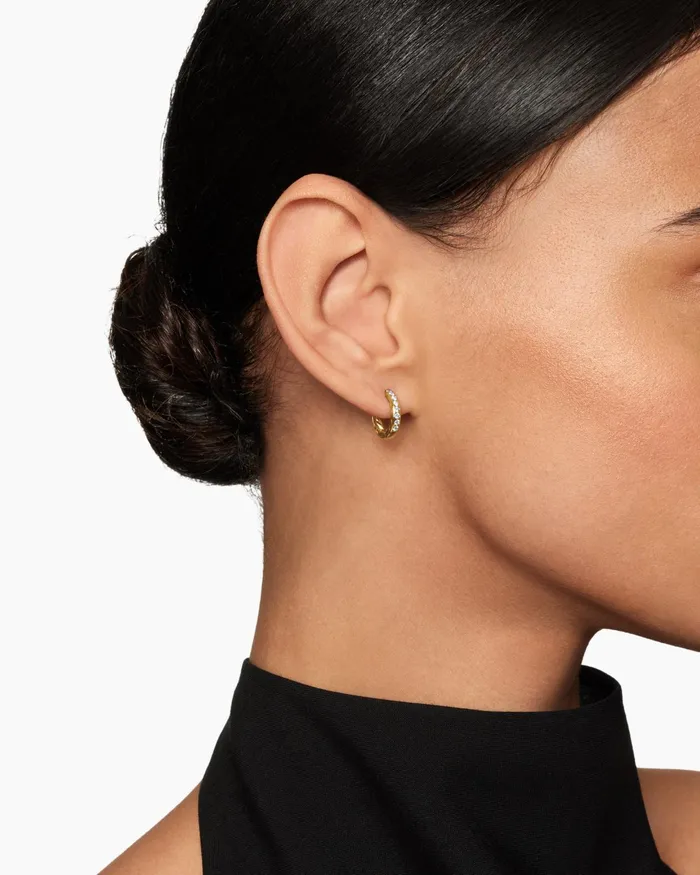 Pav Huggie Hoop Earrings In 18K Yellow Gold With Diamonds 13mm Women David Yurman Hoop Pav Huggie Hoop Earrings In 18K Yellow Gold With Diamonds 13mm Women David Yurman Hoop