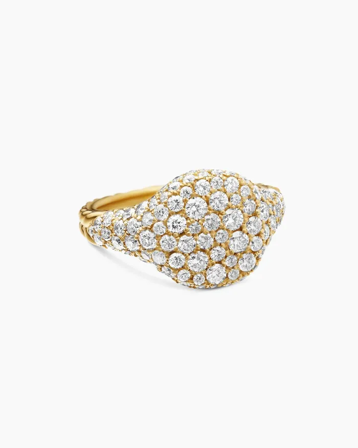 Pav Pinky Ring In 18K Yellow Gold With Diamonds 10mm Women David Yurman Pinky Pav Pinky Ring In 18K Yellow Gold With Diamonds 10mm Women David Yurman Pinky