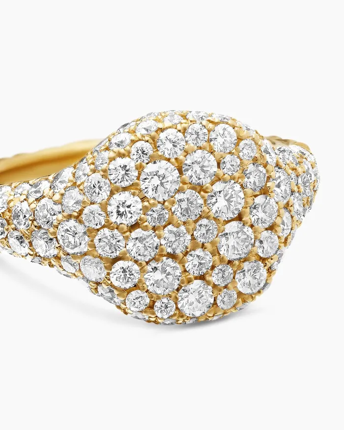 Pav Pinky Ring In 18K Yellow Gold With Diamonds 10mm Women David Yurman Pinky Pav Pinky Ring In 18K Yellow Gold With Diamonds 10mm Women David Yurman Pinky