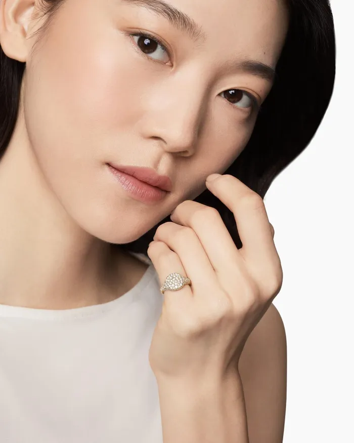 Pav Pinky Ring In 18K Yellow Gold With Diamonds 10mm Women David Yurman Pinky Pav Pinky Ring In 18K Yellow Gold With Diamonds 10mm Women David Yurman Pinky