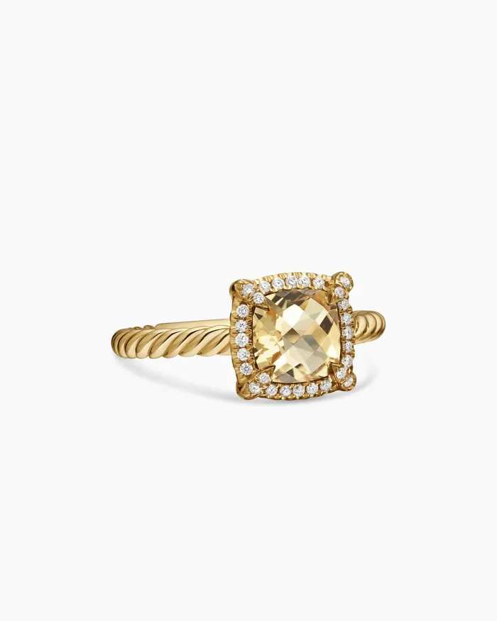 Petite Chatelaine Pav Bezel Ring In 18K Yellow Gold 7mm Women David Yurman Petite Petite Chatelaine Pav Bezel Ring In 18K Yellow Gold 7mm Women David Yurman Petite