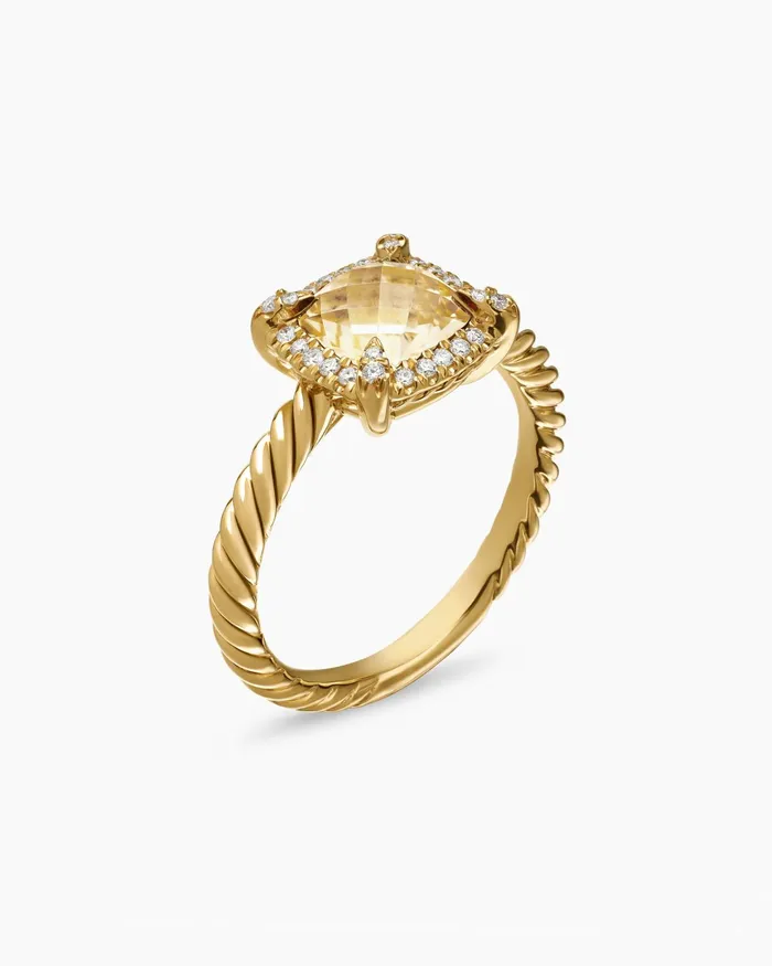 Petite Chatelaine Pav Bezel Ring In 18K Yellow Gold 7mm Women David Yurman Petite Petite Chatelaine Pav Bezel Ring In 18K Yellow Gold 7mm Women David Yurman Petite