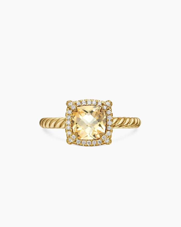 Petite Chatelaine Pav Bezel Ring In 18K Yellow Gold 7mm Women David Yurman Petite Petite Chatelaine Pav Bezel Ring In 18K Yellow Gold 7mm Women David Yurman Petite