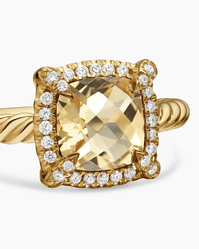 Petite Chatelaine Pav Bezel Ring In 18K Yellow Gold 7mm Women David Yurman Petite Petite Chatelaine Pav Bezel Ring In 18K Yellow Gold 7mm Women David Yurman Petite