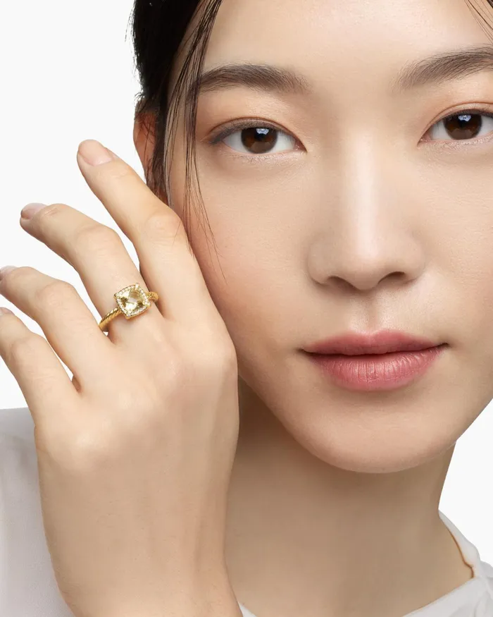 Petite Chatelaine Pav Bezel Ring In 18K Yellow Gold 7mm Women David Yurman Petite Petite Chatelaine Pav Bezel Ring In 18K Yellow Gold 7mm Women David Yurman Petite