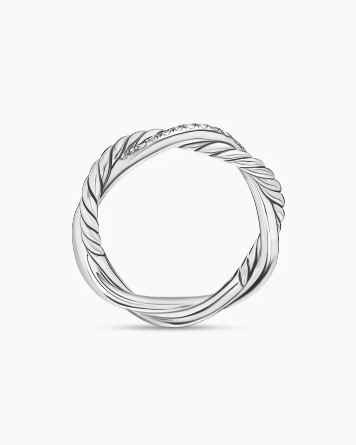 Petite Infinity Band Ring In Sterling Silver With Diamonds 4mm Women David Yurman Band Petite Infinity Band Ring In Sterling Silver With Diamonds 4mm Women David Yurman Band