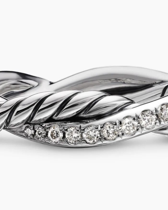 Petite Infinity Band Ring In Sterling Silver With Diamonds 4mm Women David Yurman Band Petite Infinity Band Ring In Sterling Silver With Diamonds 4mm Women David Yurman Band