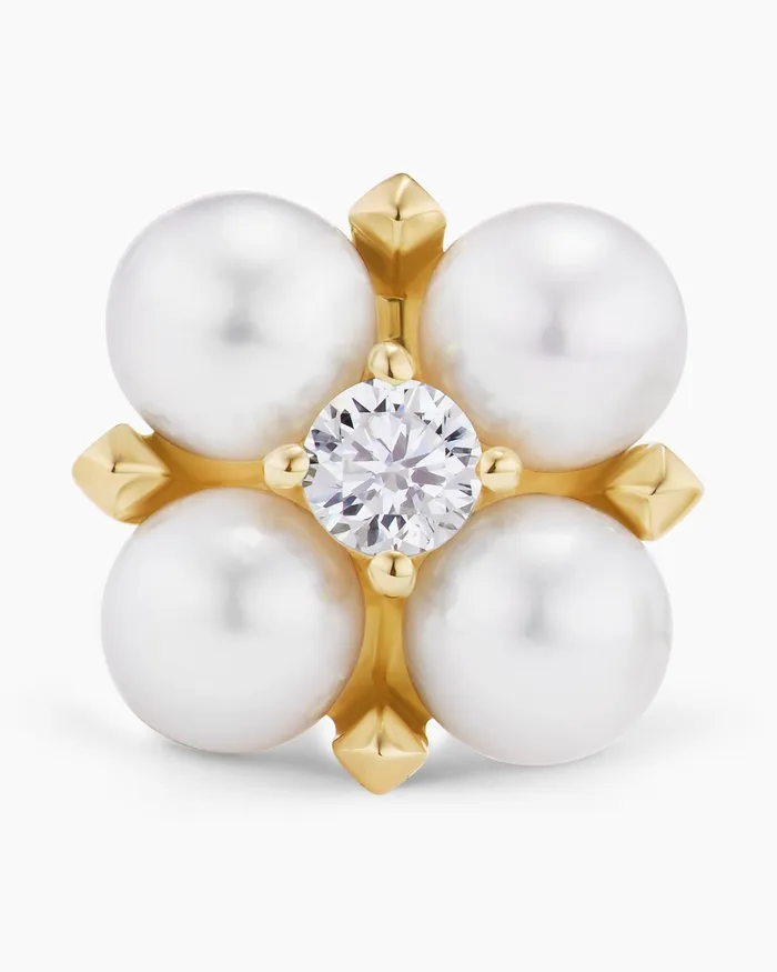 Petite Modern Renaissance Pearl Stud Earrings In 18K Yellow Gold With Diamonds 78mm Women David Yurman Stud Petite Modern Renaissance Pearl Stud Earrings In 18K Yellow Gold With Diamonds 78mm Women David Yurman Stud