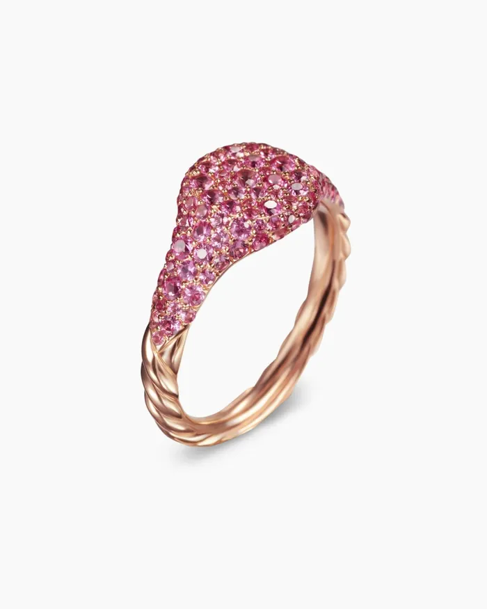 Petite Pav Pinky Ring In 18K Rose Gold 7mm Women David Yurman Pinky Petite Pav Pinky Ring In 18K Rose Gold 7mm Women David Yurman Pinky