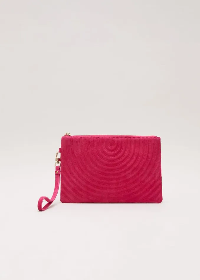 Phase Eight Bags and Clutches Stitch Detail Clutch Bag Pink 8211 Women