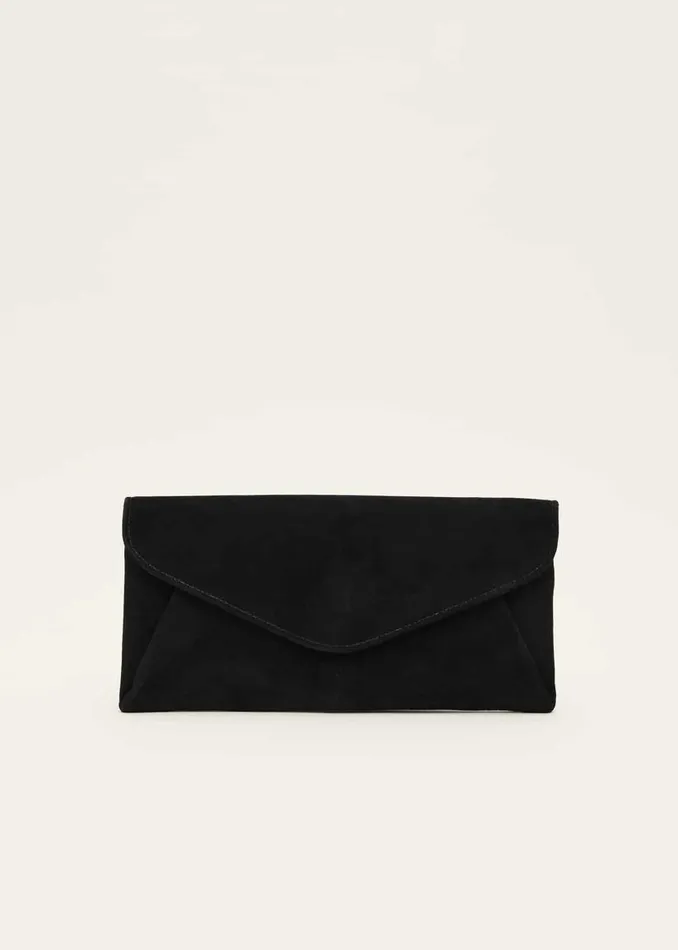 Phase Eight Bags and Clutches Wendie Suede Envelope Clutch Bag Black 8211 Women