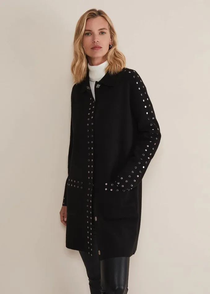 Phase Eight Coats Cassidy Black Knitted Coat Black 8211 Women