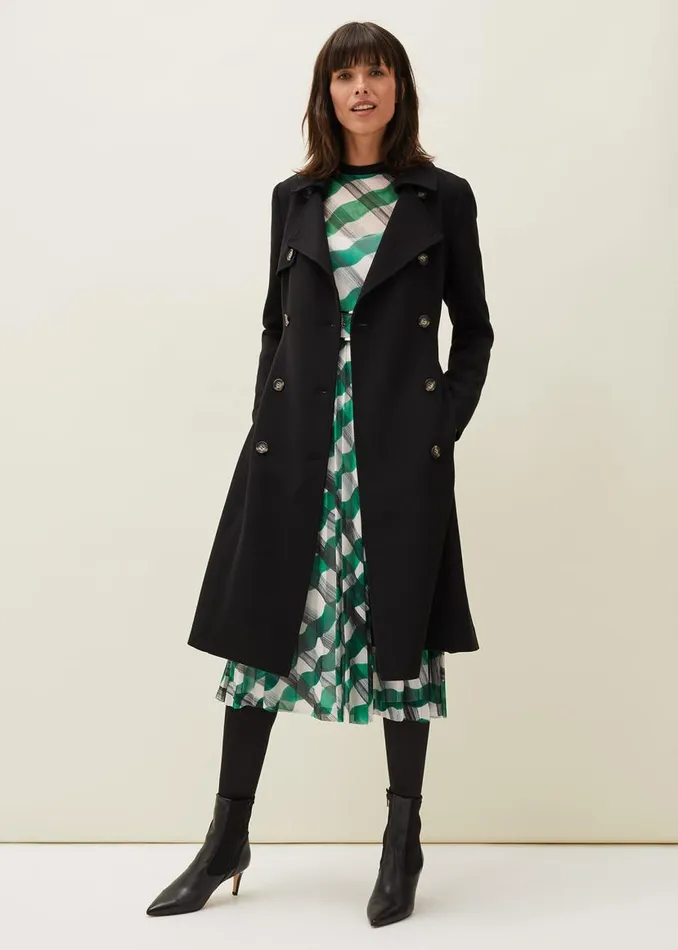 Phase Eight Coats Emmy Pleat Back Trench Coat Black 8211 Women
