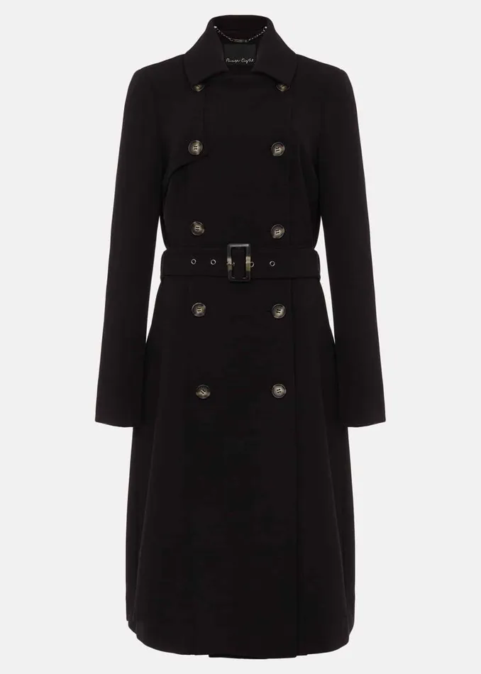 Phase Eight Coats Emmy Pleat Back Trench Coat Black 8211 Women