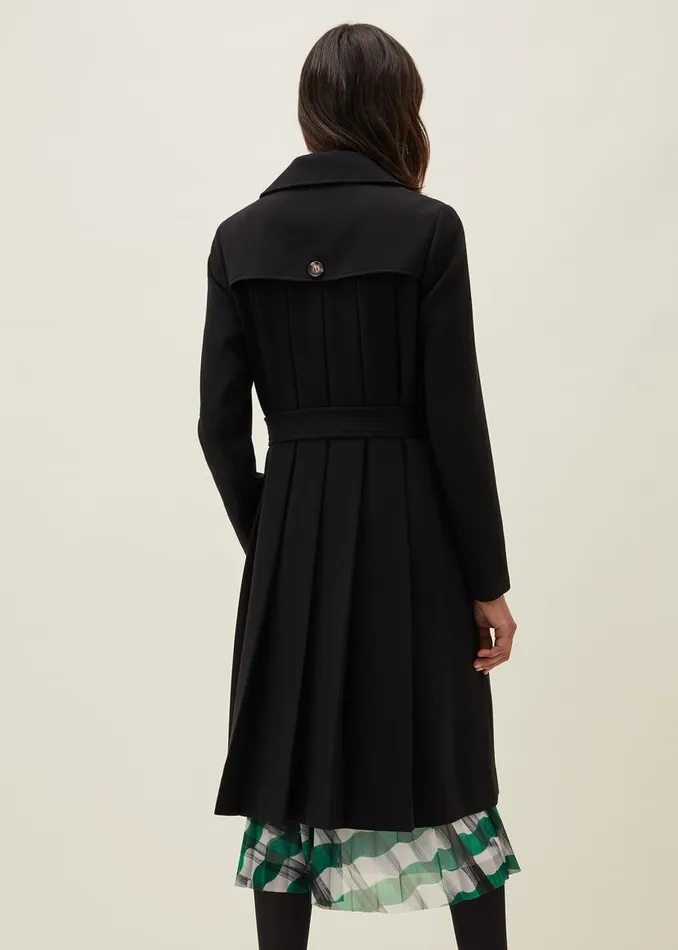 Phase Eight Coats Emmy Pleat Back Trench Coat Black 8211 Women