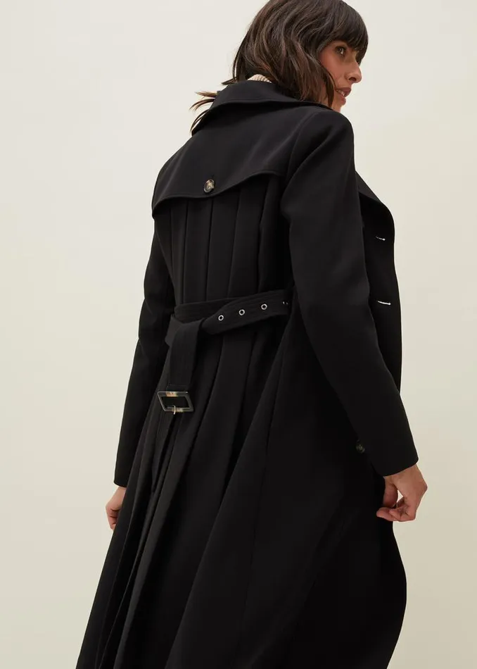 Phase Eight Coats Emmy Pleat Back Trench Coat Black 8211 Women