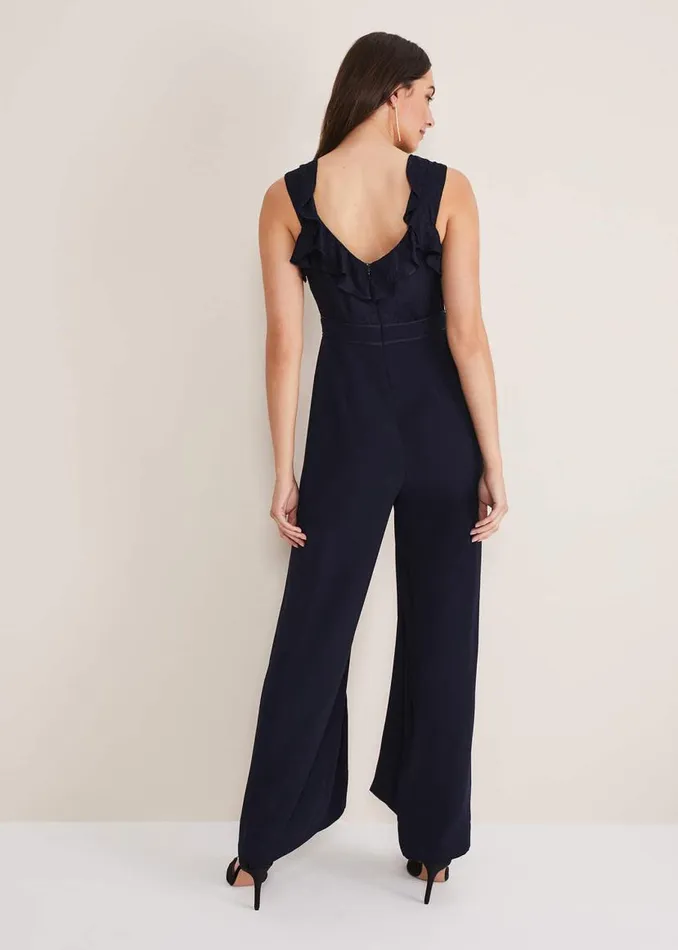 Phase Eight Dresses Atlanta Burnout Jumpsuit Navy 8211 Women