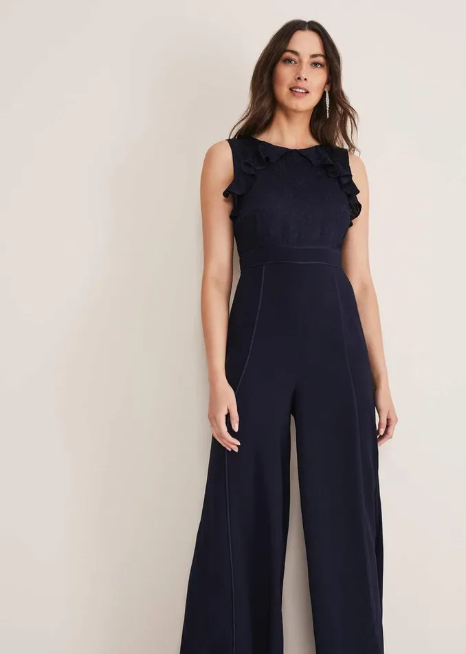 Phase Eight Dresses Atlanta Burnout Jumpsuit Navy 8211 Women