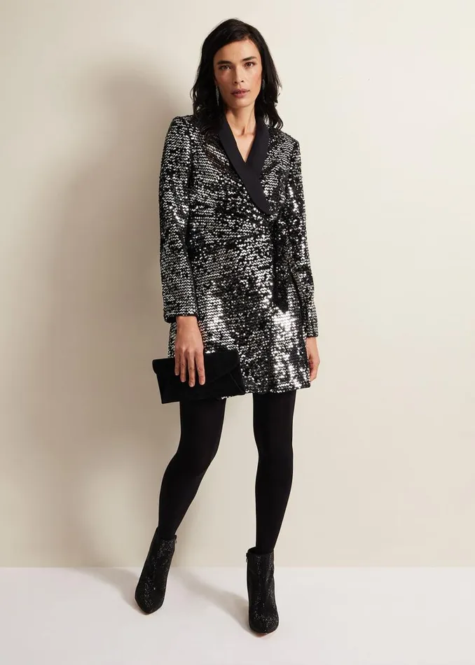Phase Eight Dresses Brea Wrap Tuxe Sequin Dress Black 8211 Women
