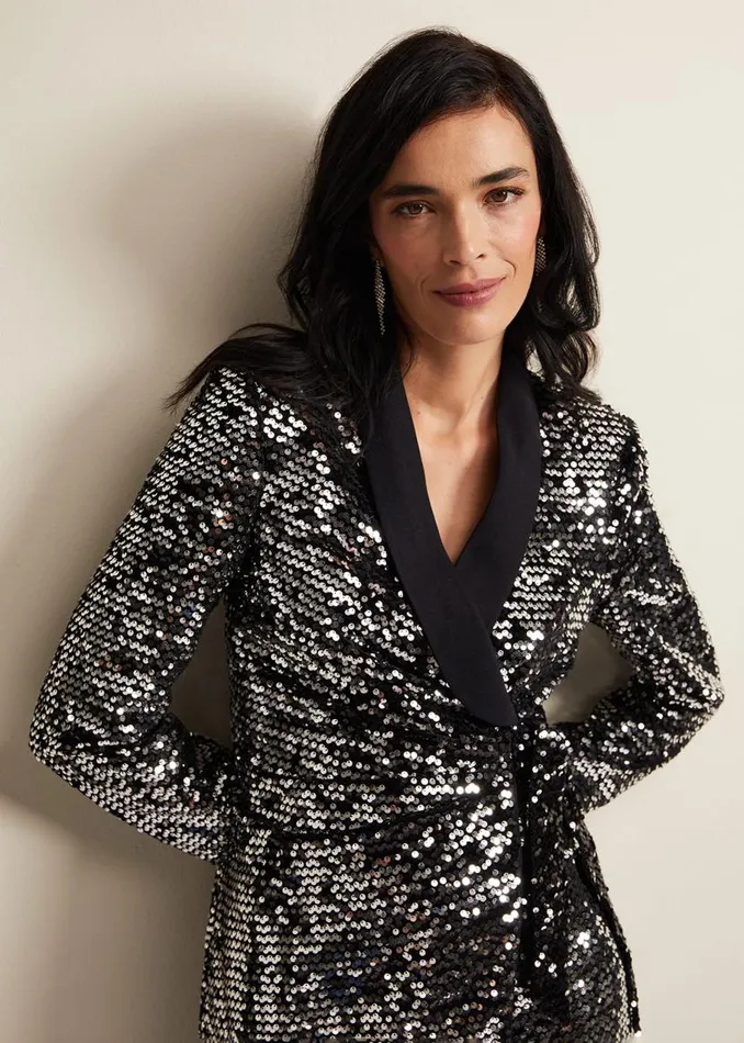 Phase Eight Dresses Brea Wrap Tuxe Sequin Dress Black 8211 Women