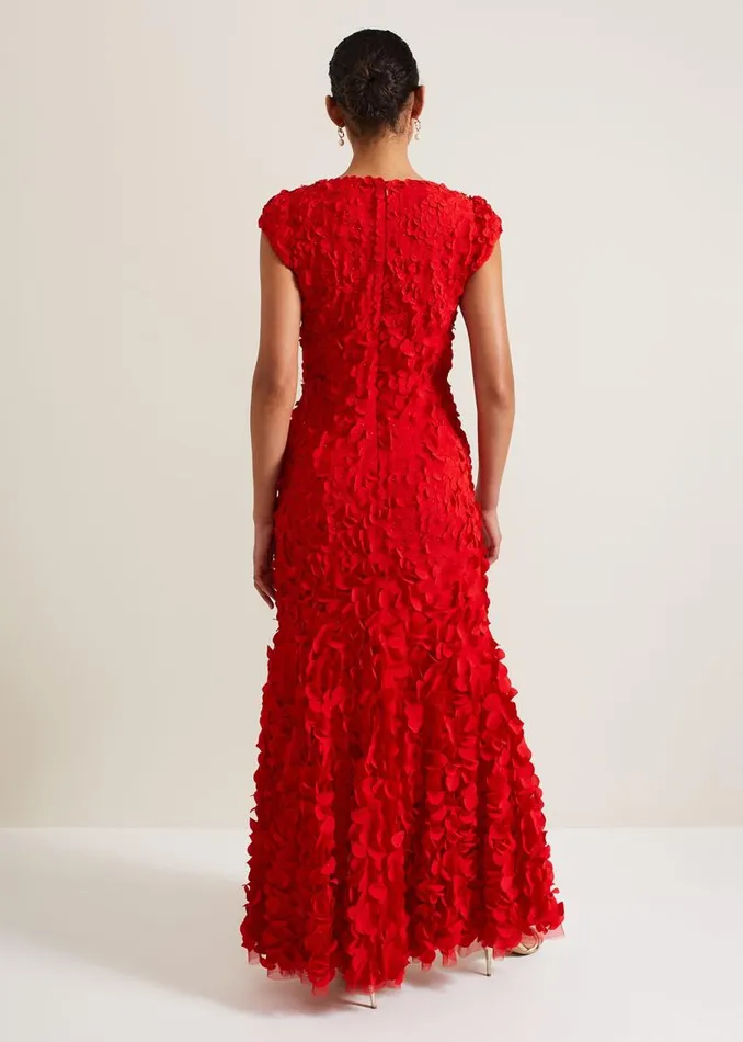 Phase Eight Dresses Charlene Ruffle Maxi Dress Red 8211 Women