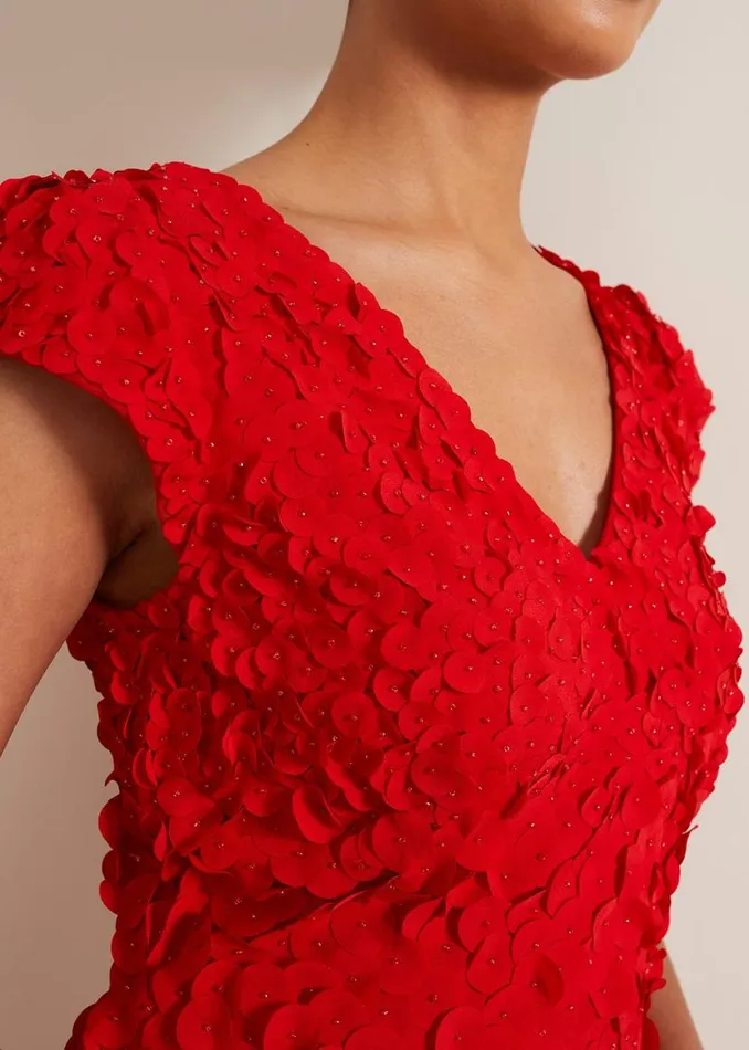Phase Eight Dresses Charlene Ruffle Maxi Dress Red 8211 Women